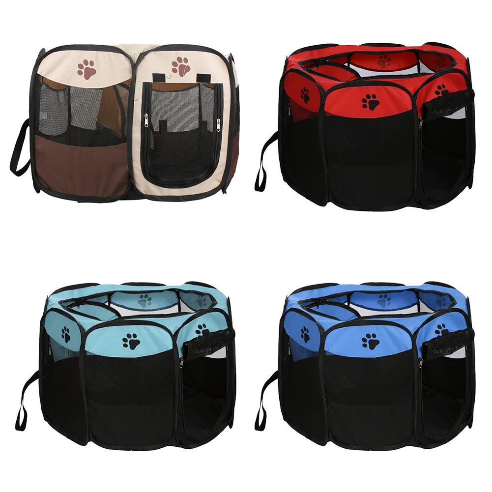 Jaula plegable para perros y mascotas, tienda de campaña para el parque, jaula para hacer ejercicio, jaula para gatos, cubierta de malla impermeable para exteriores de dos puertas