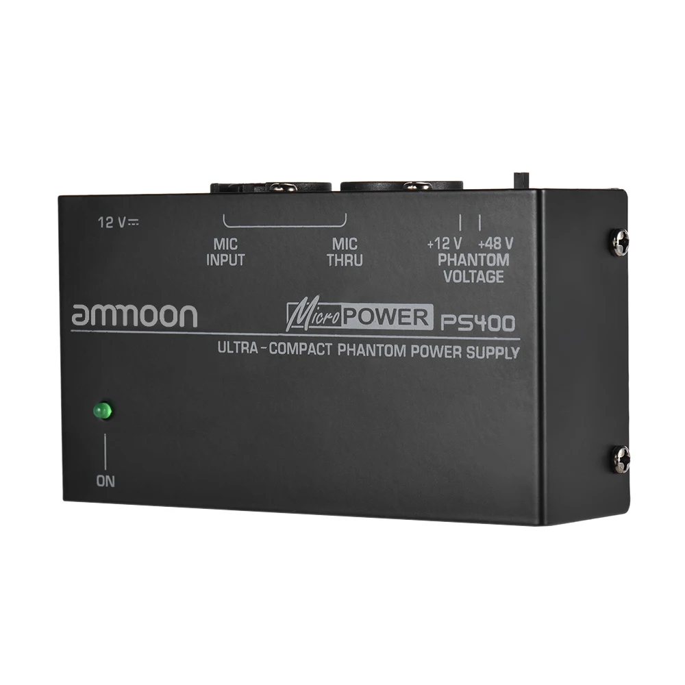 

Ultra-compact Condenser Microphone Phantom Power Supply +12V +48V Selectable with Power Adapter