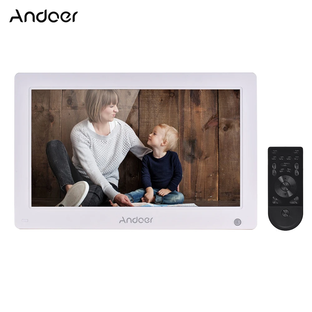 Andoer 13,3 дюймовая цифровая фоторамка ips полноэкранный цифровой фотоальбом с высоким разрешением Поддержка HD видео AV входные часы - Цвет: Белый