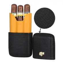 COHIBA гаджеты, кожаный чехол для сигар, держатель для путешествий, портативный, 3 трубки, мини-коробка для сигар, подходит для Кубы, аксессуары для сигар