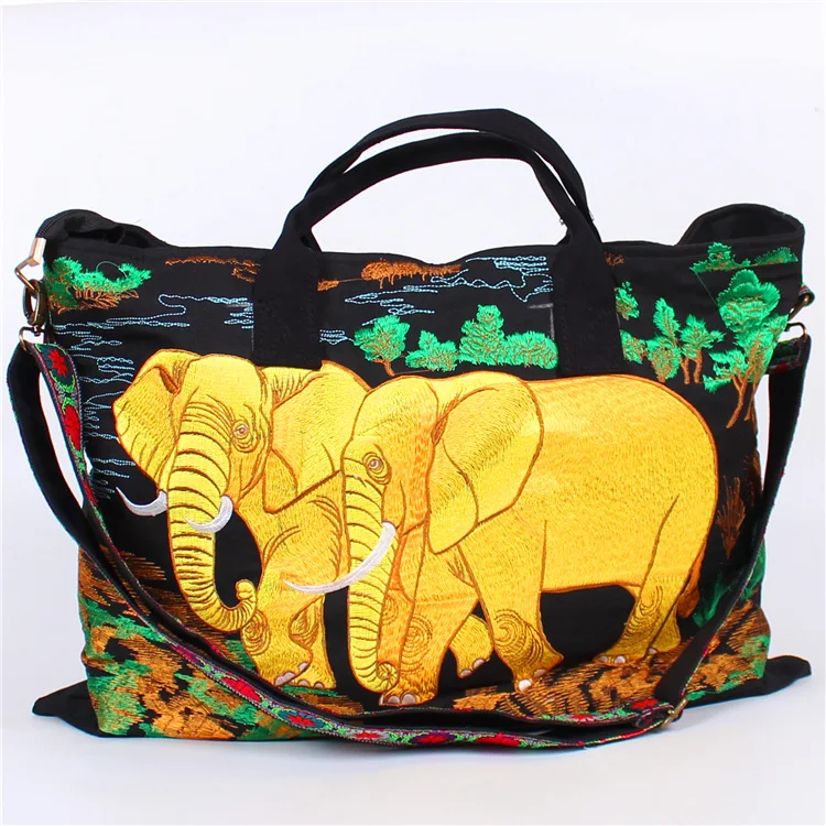 

Ethnic Embroidery Bag Thailand Elephant Bag Women's Embroidered Hand Shoulder Dual Purpose Generous Bag Batch