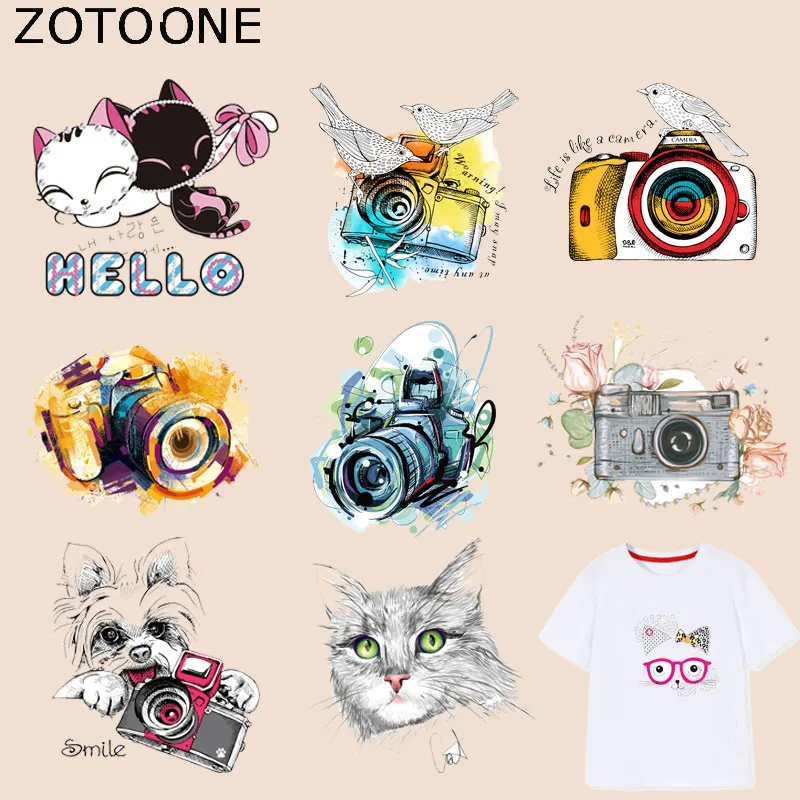 Нашивки ZOTOONE с милым мультяшным котом наклейки для камеры железные на одежду