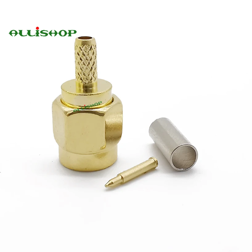 SMA штекер RF coax Коннектор обжим для кабеля RG316 RG174 LMR100 прямая позолоченная латунь