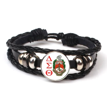 

2019New Greek Fellowship Organization Delta Sigma Theta Symbol Bracelet Glass Photo Cabochon Glamour Jewelry Men's Gift Popular