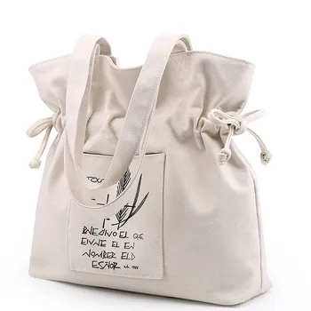 

2020 New Canvas Bag Reusable Shopping Bags Grocery Tote Feather print Bag Cotton Daily Use Handbags Women Casual Handbag