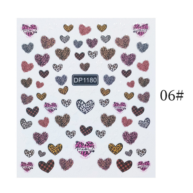 Sheet 3D Nail Stickers Heart Love Stickers Christmas Nail Art Self-Adhesive Slider Decorations Stars Decals Stickers for nails