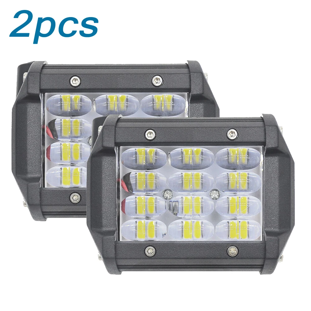 2pcs Auto LED Work Lights Set 72W 8640LM Bar Fog Mount Flood Beam Spot Driving
