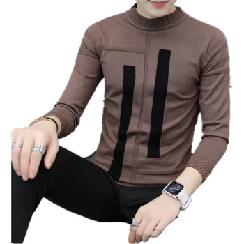 

Winter Thick Warm Cashmere Sweater Men Turtleneck Irregular Stripe Sweaters Slim Fit Pullover Men Classic Wool Knitwear Pull