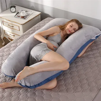 

Pregnant Women Sleeping Support Pillow Cotton Pillowcase U Shape Maternity Pillows Pregnancy Side Sleeper Bedding Body Pillow