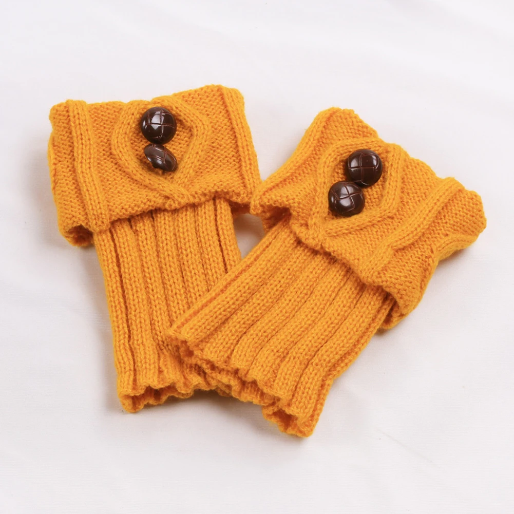 1 Pair Women Warm Solid Color Crochet Knit Button Leg Warmers Boot Socks Toppers Cuffs Calcetines Mujer Polainas гетры женские
