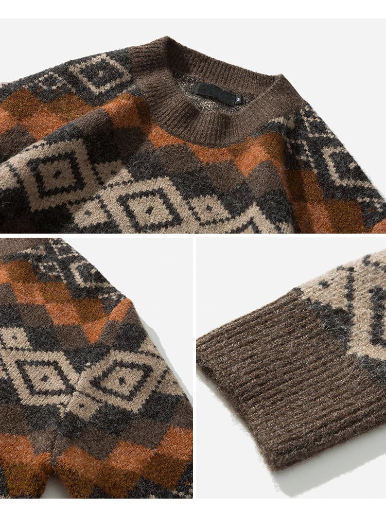 Una Reta мужской свитер Новинка Осень Зима геометрический принт свитер Pull Homme Повседневный свободный винтажный пуловер свитер для мужчин