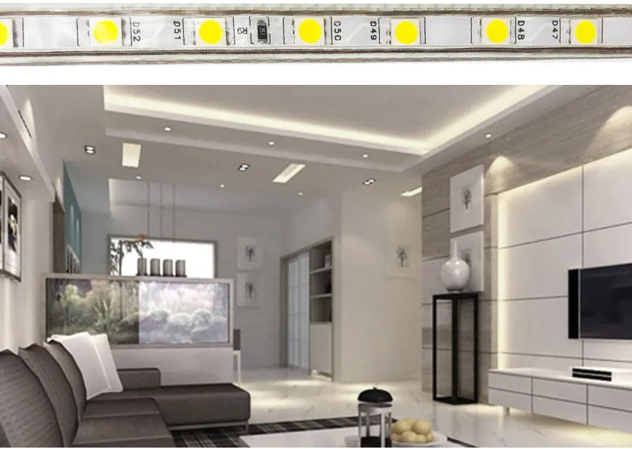 SMD 5050 AC220V Светодиодные ленты гибкий светильник 60 светодиодный s/m Водонепроницаемый светодиодный лента светодиодный светильник с Мощность штекер Адаптер длиной 1 м/2 м/3M/5 M/6 M/8 м/9 м/10 м/15 м/20 м