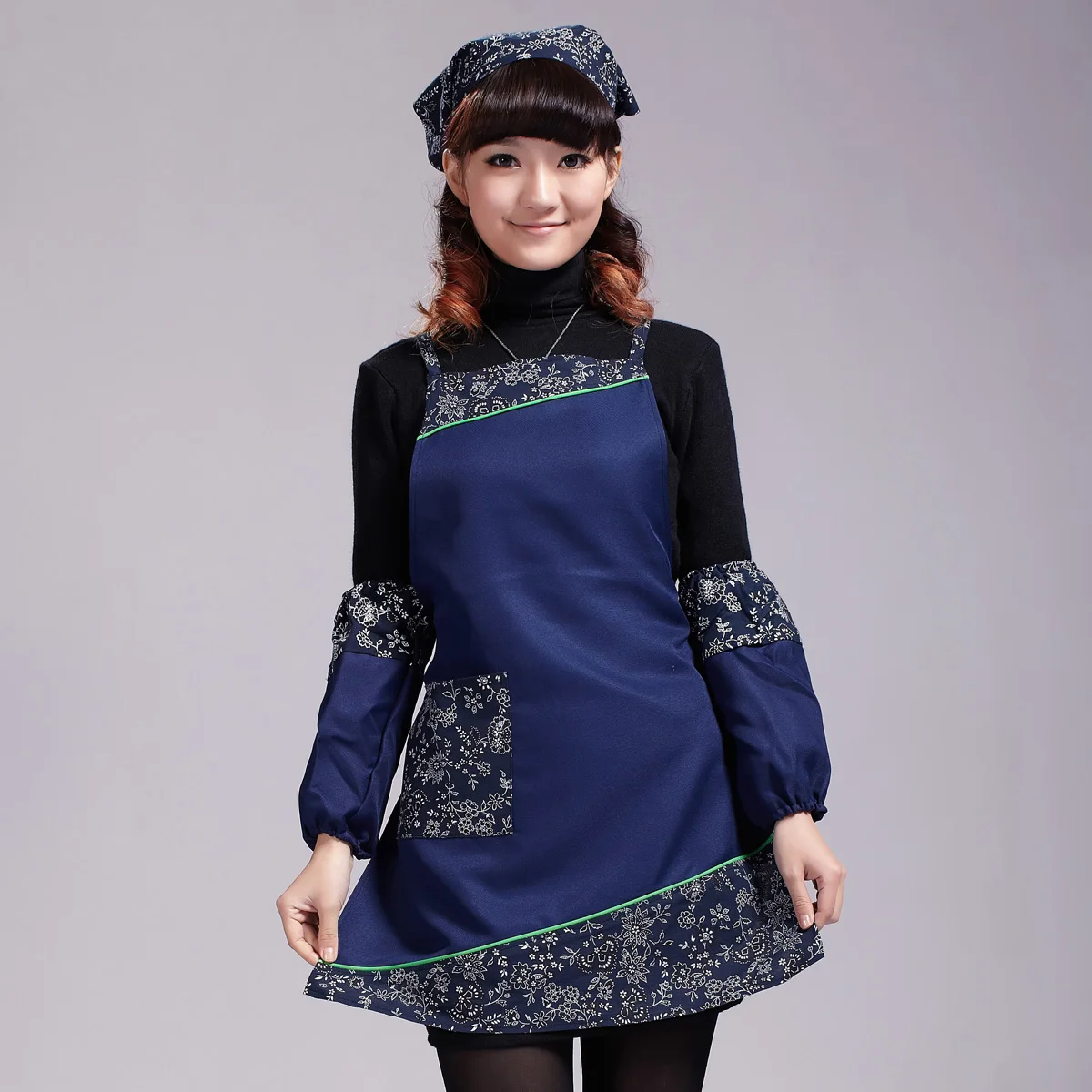 

Personalized apron creative Vintage ethnic style Chinese cotton printed fabric kitchen sleeveless apron can be customized
