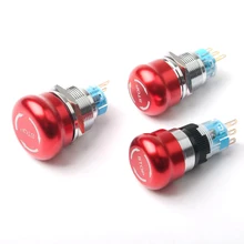 

1 pack 16 mm 19 mm 22 mm waterproof metal latch emergency stop mushroom push button switch push button switch knob rotary switch
