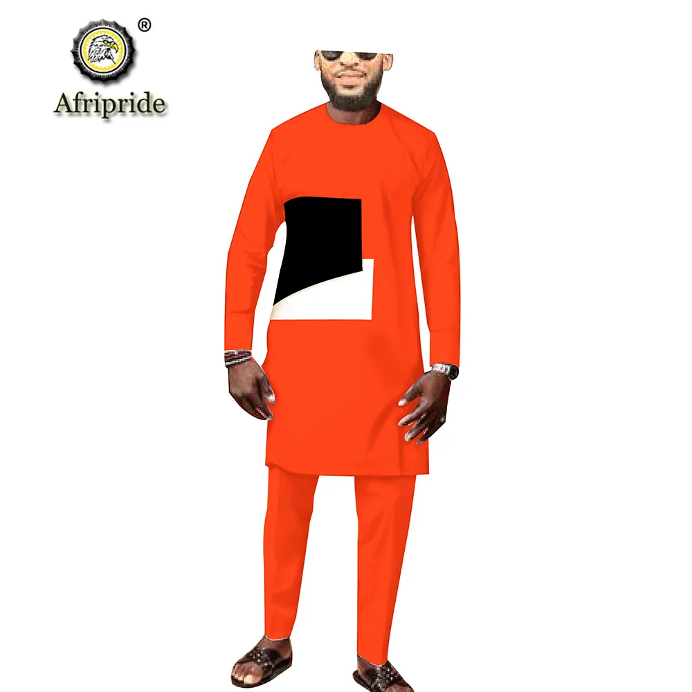 Men`s Casual Tracksuit African Dashiki 2 Piece Outfits Long Sleeve Shirts Blouse Pants Clothing Set Outwear AFRIPRIDE S1916045