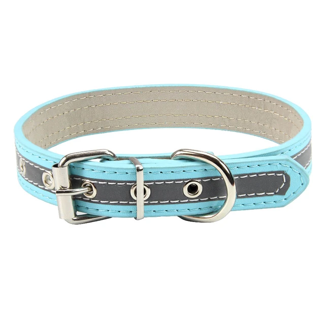 S-XXL Dog Collar Reflective Night Safety Puppy Neck Strap Metal tail hole Collars for Small Medium Large Dog Pet Product 6Colors Blue Pet Collar