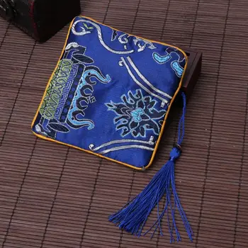 

Classic Chinese Embroidery Jewelry Bag Organizer Silk Tassel Traditional Pouch