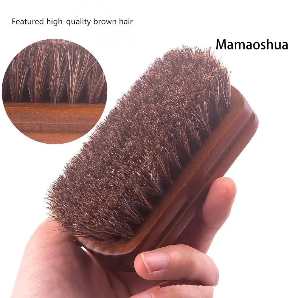 Solid wood horsehair horsehair brush leather shoe brush shoe polish brush  polishing shoe polish - AliExpress