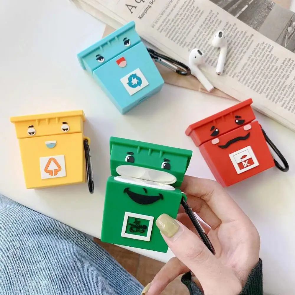

Interesting Garbage Sorting box For Airpods Case Cute Bluetooth Earphone Cover Silicone Headphone Case For Aipods Accessories