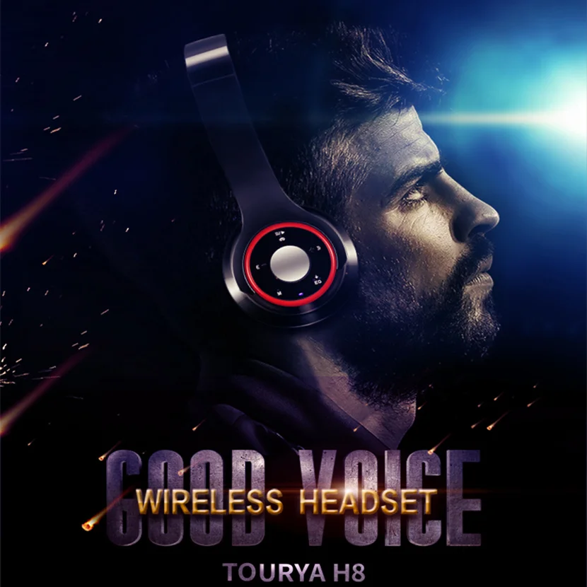 Tourya Беспроводной наушники Bluetooth гарнитура Регулируемые с микрофоном Поддержка TF