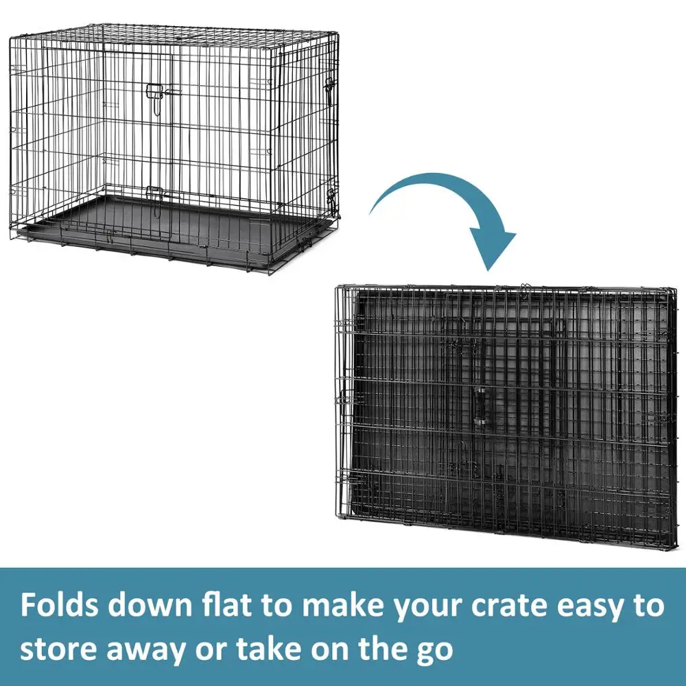 30-inch Metal Dog Playpen with Double Doors Folding Dog Kennel Cage Wire Mesh Pet Cage Crate for Puppy Cats Rabbits Small Dogs