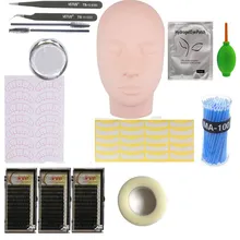 Набор инструментов для наращивания ресниц, набор для начинающих, для практики, индивидуальные наборы ресниц, инструменты для практики с плоской манекеновой головкой