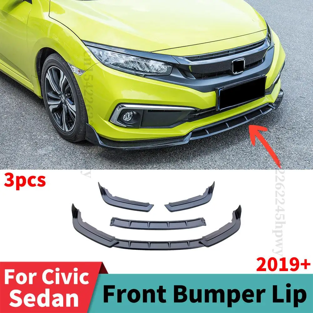 

Front Bumper Lip Chin Guard Body Kit Diffuser Spoiler Deflector High Quality Tuning For Honda Civic Sedan 2019 2020 2021 2019+