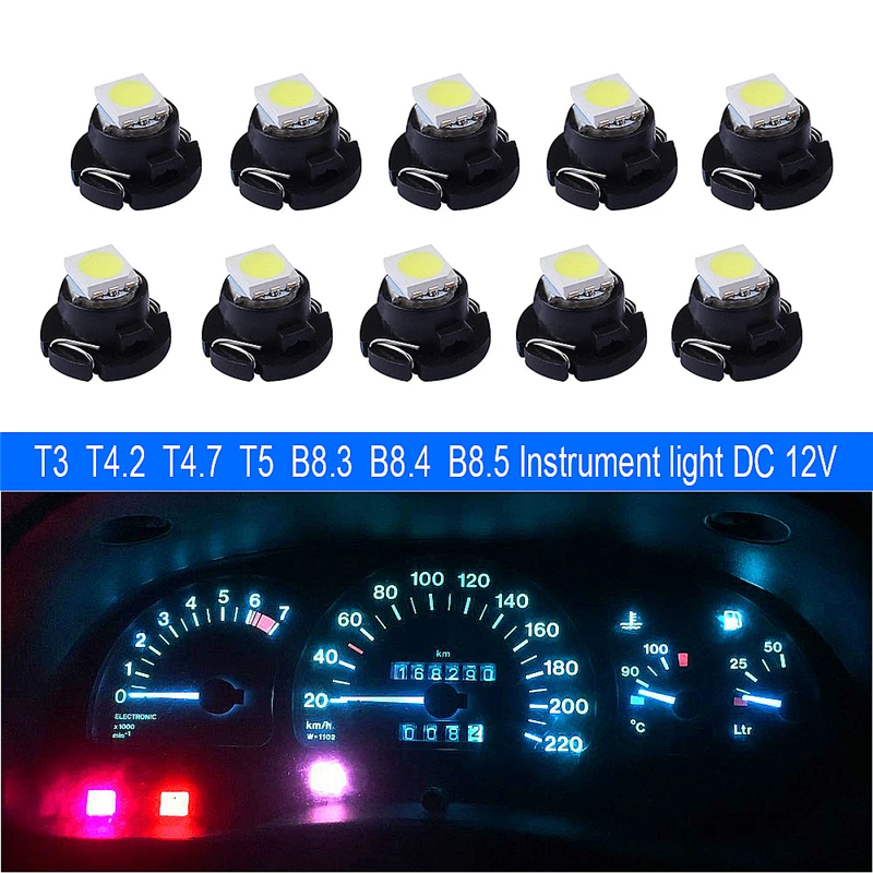 10x T3 T4.2 T4.7 T5 B8.3 B8.4 B8.5 светодиодный автомобильный Светильник лампы Luces Para 1 s 1210 5050 SMD