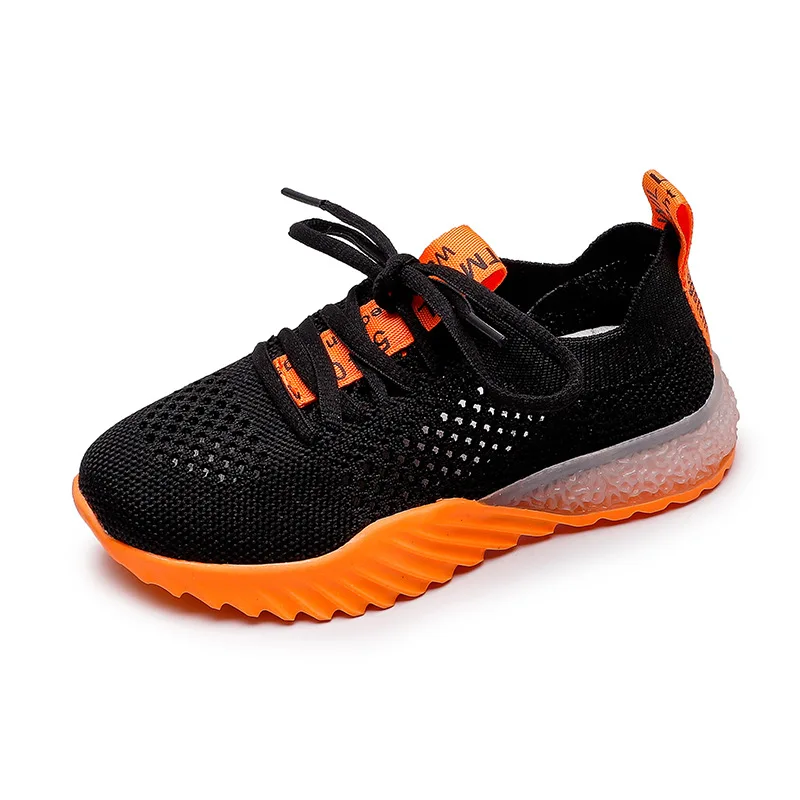 Jorkzaler/дышащая детская спортивная обувь с сеткой; мягкие кроссовки для девочек и мальчиков; сезон весна-осень; детская беговая Обувь; повседневная обувь для малышей - Цвет: Orange