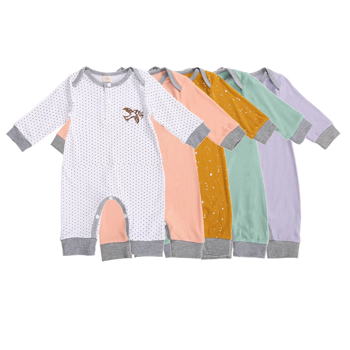 

OPPERIAYA Newborn Embroidery autumn Romper Infant Long Sleeve Round Neck Jumpsuit Toddler Casual Style Playsuit