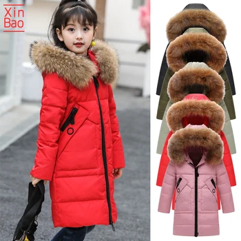 

XINBAO 2019 -30 degrees kids winter girls Thicken fur Hooded Children parka boy jacket Long Coats cotton Down snowsuit outerwear