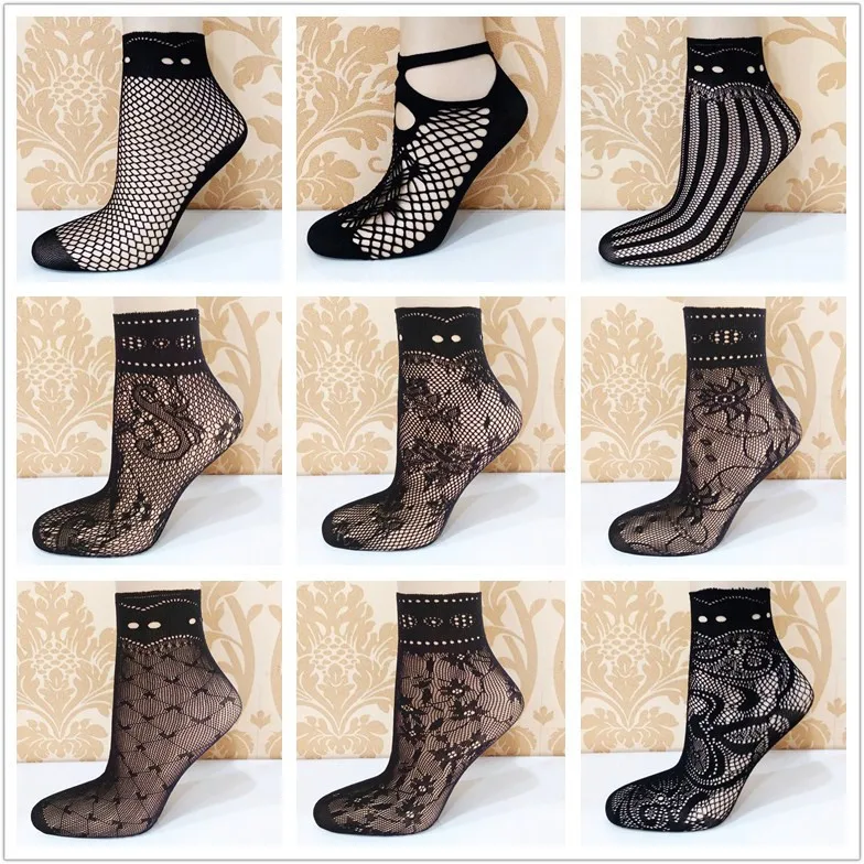 Makuluya 10 пар летние классические алмазные полые носки тонкие сексуальные кружевные маленькие сетчатые хроматические сетчатые носки MSL6