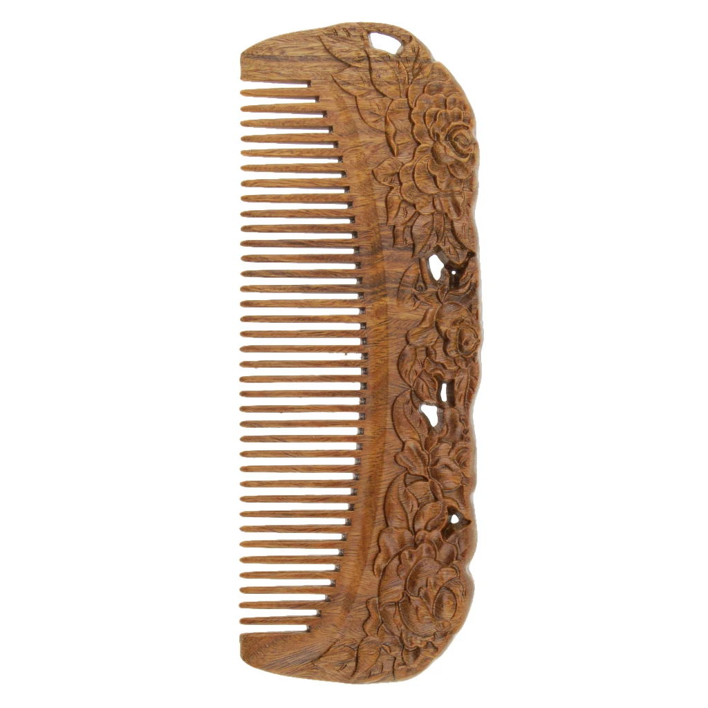 

Green Sandalwood Wooden Comb Antistatic Handmade Comb Wide Tooth