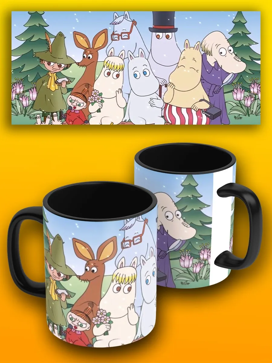 Кружка черная мультфильм муми тролль moomin - 6696 | Дом и сад