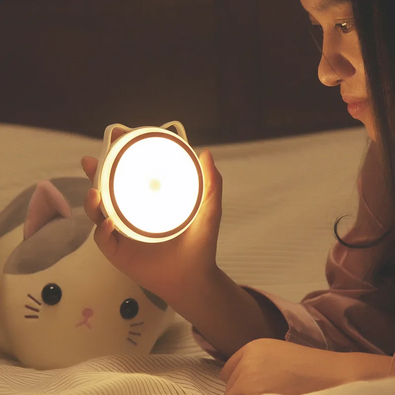 

Strange New LED Portable Infrared Sensor Lamp Cute Cat Ear Rechargeable Night Light Wardrobe Bedroom Corridor Lighting