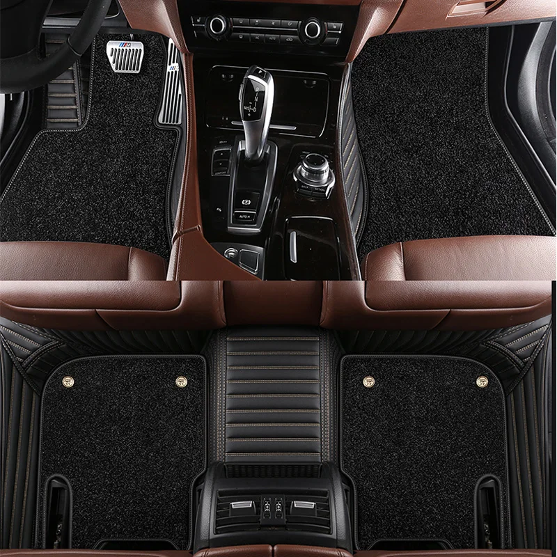 Новинка, автомобильные коврики из натуральной кожи для Mercedes Benz A B C CLA E class W169 W176 W245 W246 W203 W204 W205 W211 W212 W213 - Название цвета: Black gold