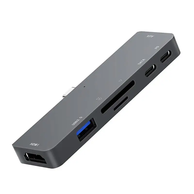7 in 1 Type-C HUB USB-C to HDMI USB3.0 USB-C PD TF Memory Card AUX Adapter Type-C HDMI for WIN XP/7/8/10 MAC OS Linux iPadOS