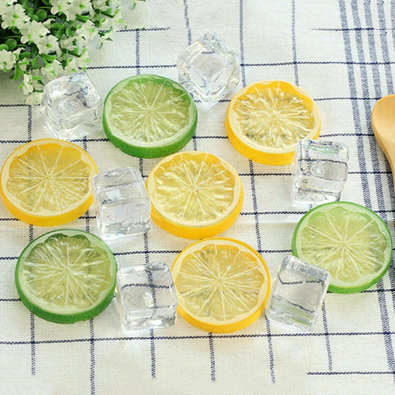 

10Pcs Fake Lemon Slice Artificial Fruit Simulation Lifelike Model Home Decor yellow green Orange photography