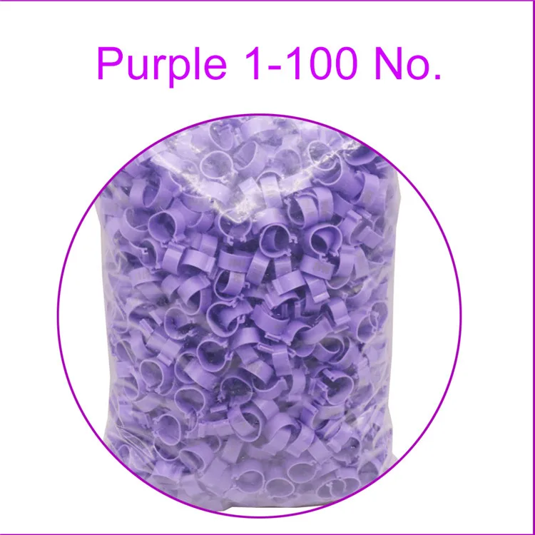 Purple 100 pcs 1-100 этикетка внутренний диаметр 20 мм пластиковый материал куриные ножки кольцо круглая птицефабрика markerwith ноги кольцо легкое и удобное - Цвет: Purple 100 pcs