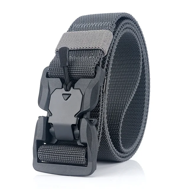 MEDYLA Official Genuine Tactical Belt Quick Release Magnetic Buckle Military Belt Soft Real Nylon Sports Accessories MN057 Deep gary