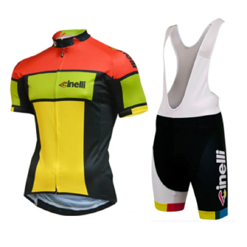 bib short set Cinelli летний мужской короткий рукав Велоспорт Джерси нагрудник шорты рубашка комплект одежды MTB велосипед ropa ciclismo дышащая одежда для велосипедистов - Цвет: bib short set