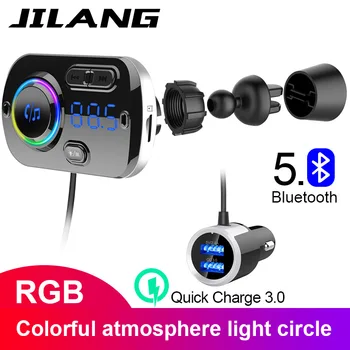 

Jilang Bluetooth FM Transmitter Car Kit Handsfree Wireless MP3 Player Dual USB QC3.0 Fast charger Handsfree Colorful atmosphere