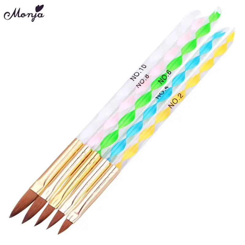 5 uds. De lápiz de cristal tallado en espiral para uñas, juego de bolígrafos de Gel acrílico UV para esculpir, pinceles de manicura, herramientas TSLM1