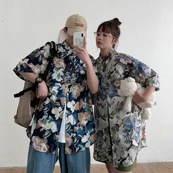 

2020 Summer New Youth Popular Loose Large Size Full Printed Single-breasted Short-sleeved Shirt Fashion Casual Wild Shirt