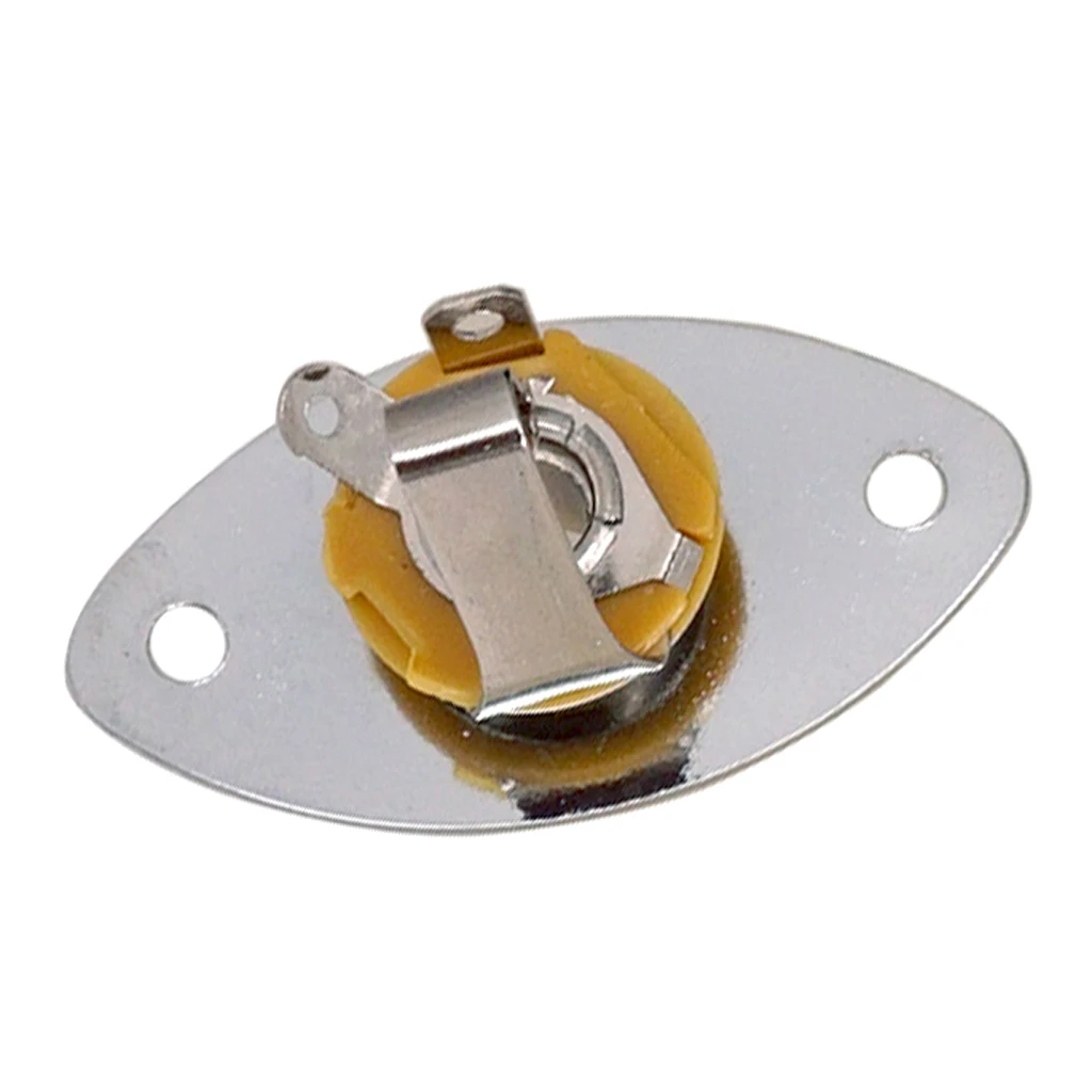 Guitar Metal Oval Curved Jacket Plug Plate Bass Jack Plug Socket for Electric Guitar Bass Parts 
