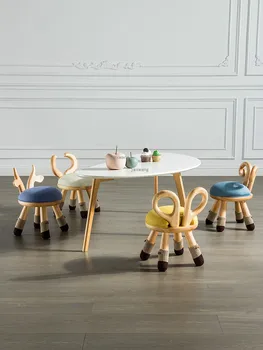 

Nordic creative solid wood children's chair cartoon animal small stool baby cute deer bench simple household low stool
