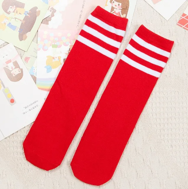 Kids Knee High Socks Girls Boys Football Stripes Cotton Sports School White Socks Skate Children Baby Long Tube Leg Warm 06