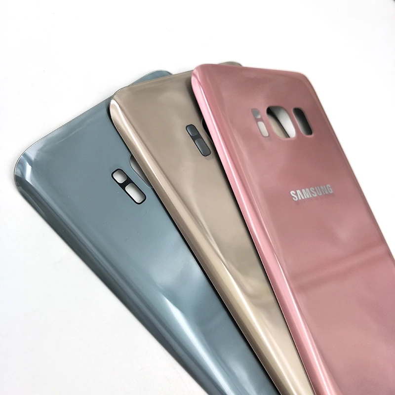 Чехол для SAMSUNG Galaxy S8 G950F со стеклянной задней батареей, чехол для ремонта задней двери, запасные части с клейкой наклейкой