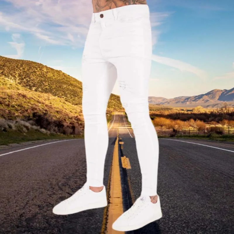 Men Jeans Pants Slim Skinny Stretch Denim Trousers Elastic Waist Jogging men jeans,mens jeans,jeans trousers,denim trousers,elastic jeans,mens casual trousers
