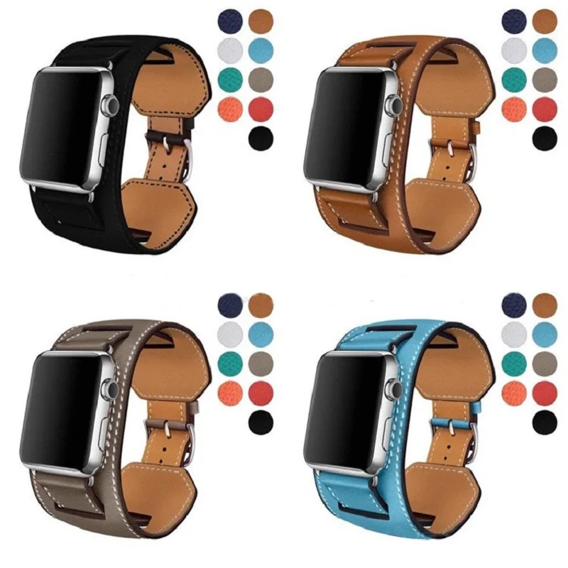 Наручный ремень для Apple Watch, ремешок-манжета, кожаный ремешок, 42 мм, 38 мм, 40 мм, 44 мм, браслет для iWatch, ремешок серии 5, 4, 3, 2, 1